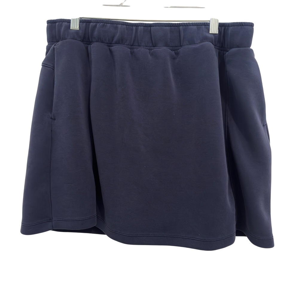 Mondetta Skort L Navy Fleece Walking Athletic Skirt Pockets Pull On Athleisure